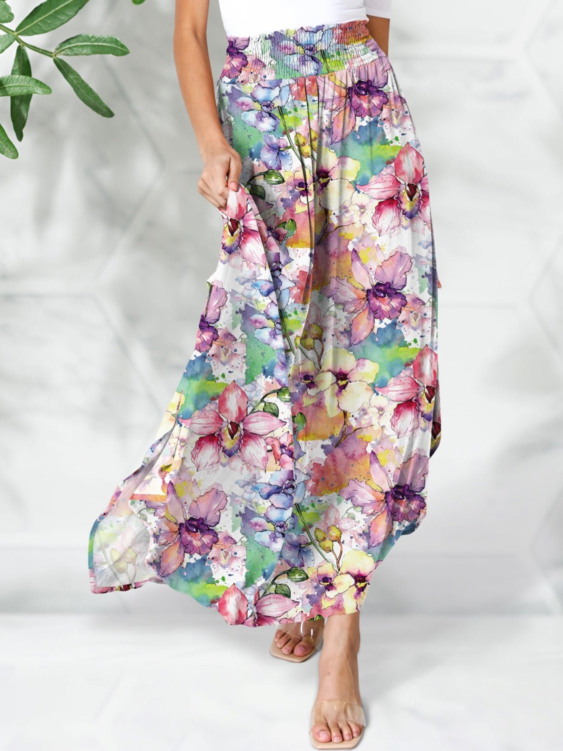 Smocked Printed Elastic Waist Maxi Skirt | Sugarz Chique Boutique