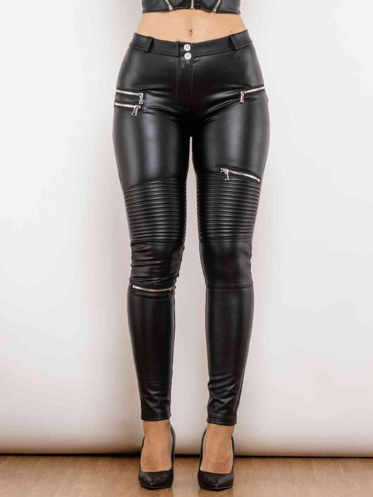 PU Zip Detail Skinny Pants | Sugarz Chique Boutique