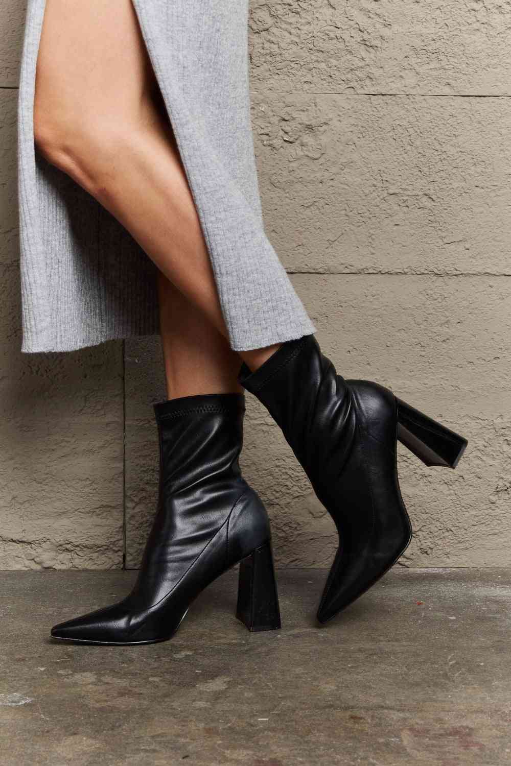 Weeboo Stacy Block Heel Sock Boots | Sugarz Chique Boutique