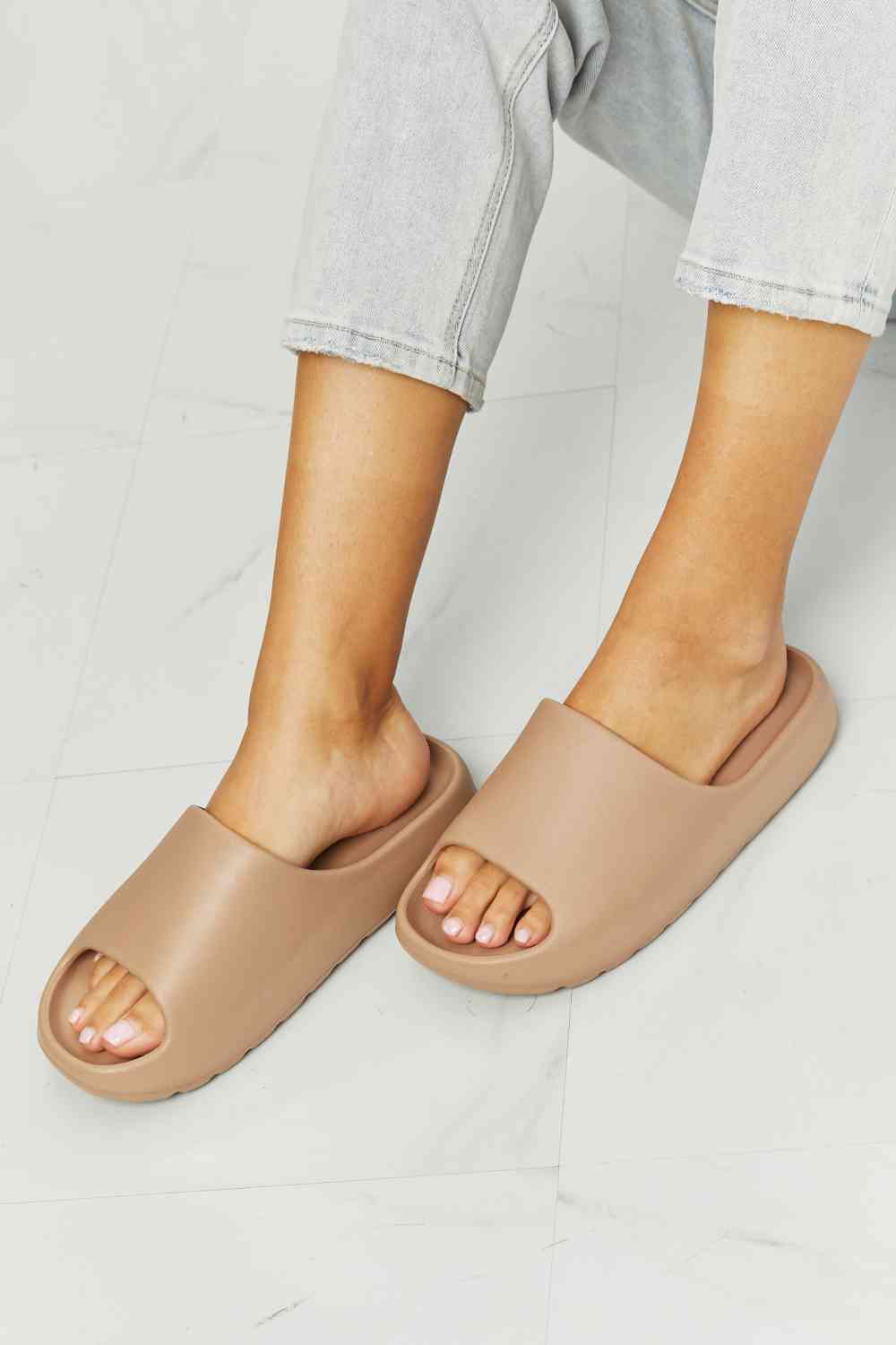 NOOK JOI In My Comfort Zone Slides in Beige | Sugarz Chique Boutique