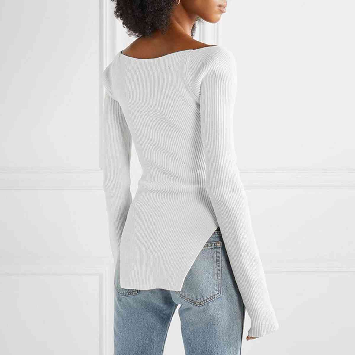 Sweetheart Neck Long Sleeve Knit Top | Sugarz Chique Boutique