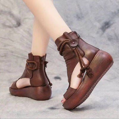 PU Leather Open Toe Wedge Sandals | Sugarz Chique Boutique