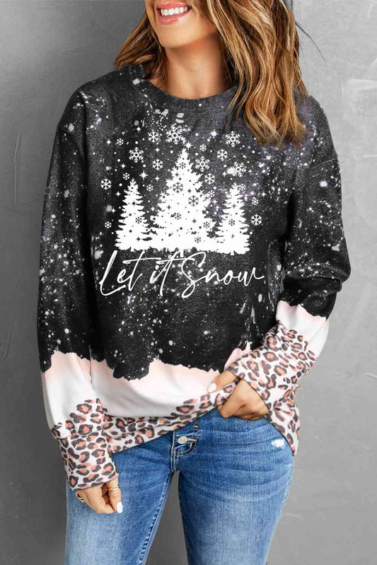 LET IT SNOW Graphic Leopard Sweatshirt | Sugarz Chique Boutique