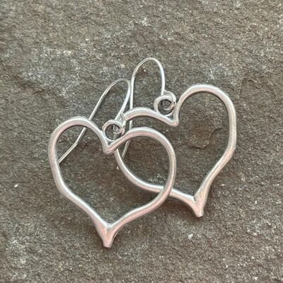 Alloy Silver-Plated Heart Dangle Earrings | Sugarz Chique Boutique