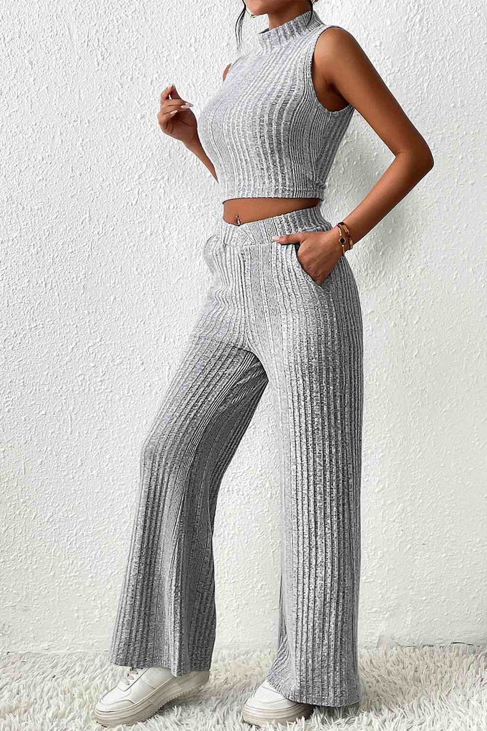 Mock Neck Tank and Pants Set | Sugarz Chique Boutique