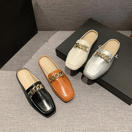 PU Leather Square Toe Flat Loafers | Sugarz Chique Boutique