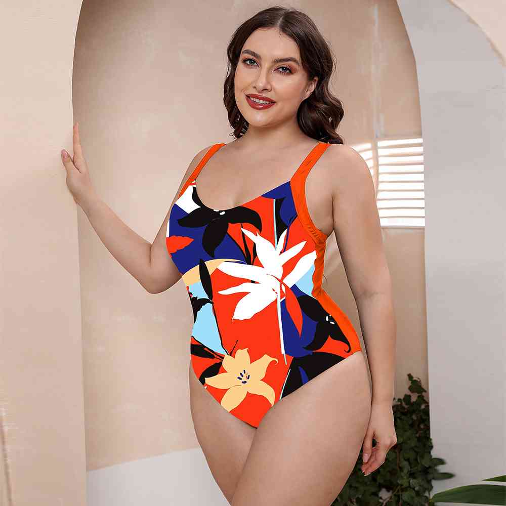 Full Size Printed Scoop Neck Sleeveless One-Piece Swimsuit | Sugarz Chique Boutique