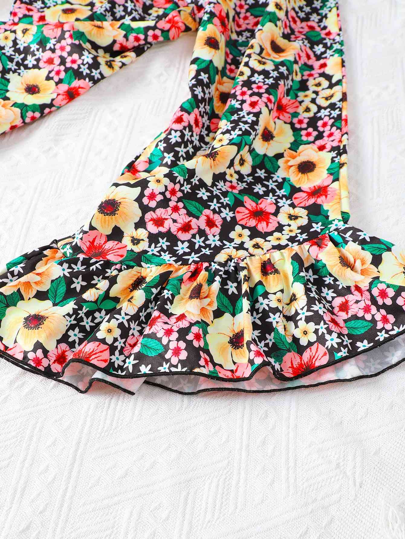 Cold-Shoulder Top and Floral Flare Pants Set | Sugarz Chique Boutique