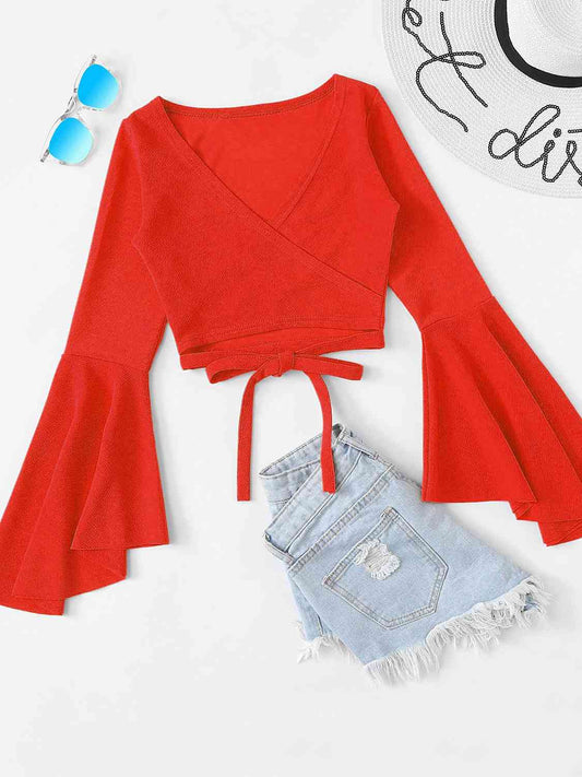 Tied Flare Sleeve Top | Sugarz Chique Boutique