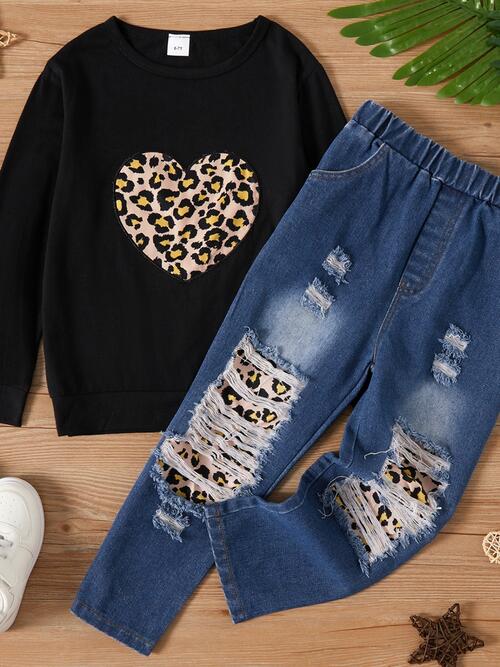 Leopard Heart Graphic Top and Pants Set | Sugarz Chique Boutique