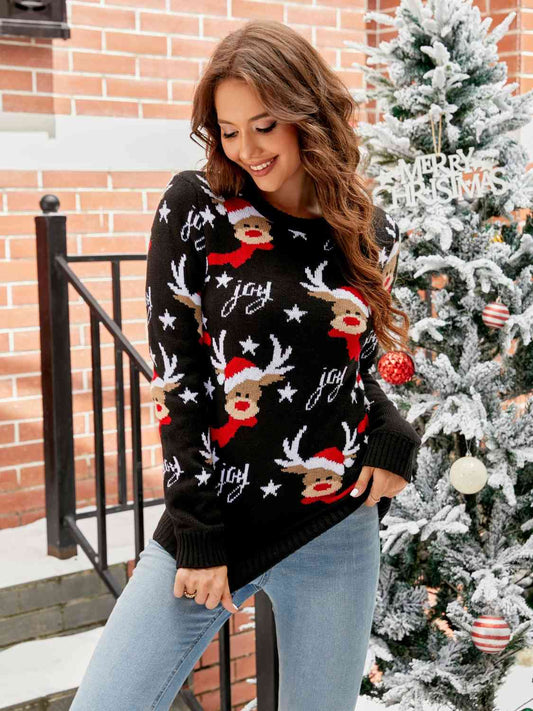 Reindeer Round Neck Sweater | Sugarz Chique Boutique