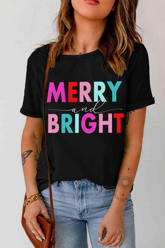 MERRY AND BRIGHT Graphic Short Sleeve T-Shirt | Sugarz Chique Boutique