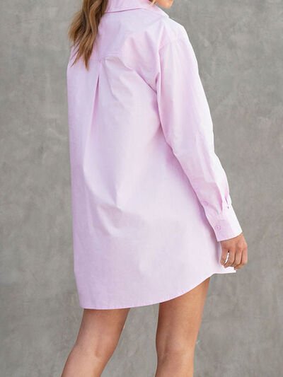 Button Up Long Sleeve Mini Shirt Dress | Sugarz Chique Boutique