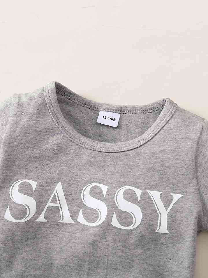 Fringe Detail SASSY Graphic T-Shirt and Floral Print Shorts Set | Sugarz Chique Boutique