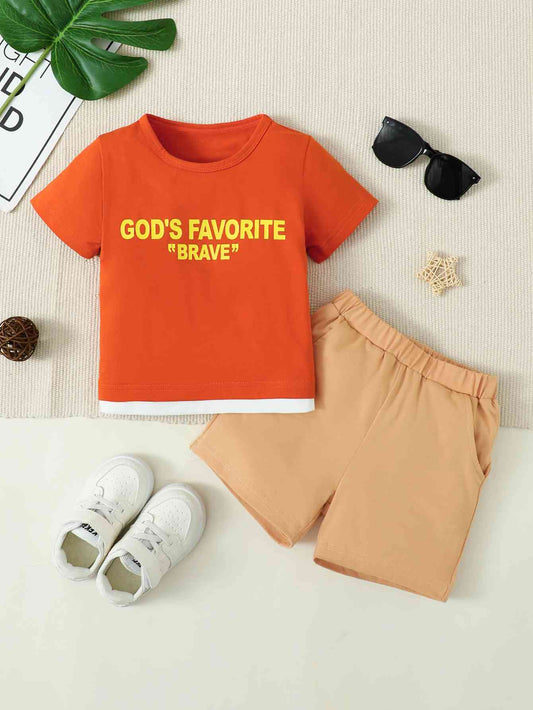 GOD'S FAVORITE BRAVE Graphic Top and Shorts Set | Sugarz Chique Boutique