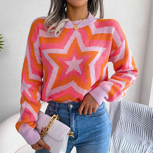 Star Round Neck Sweater | Sugarz Chique Boutique