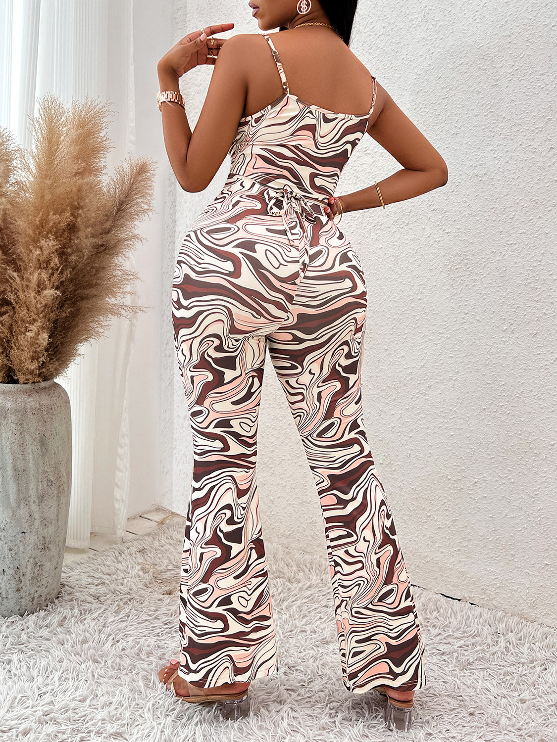 Printed Sleeveless Wide Leg Jumpsuit | Sugarz Chique Boutique
