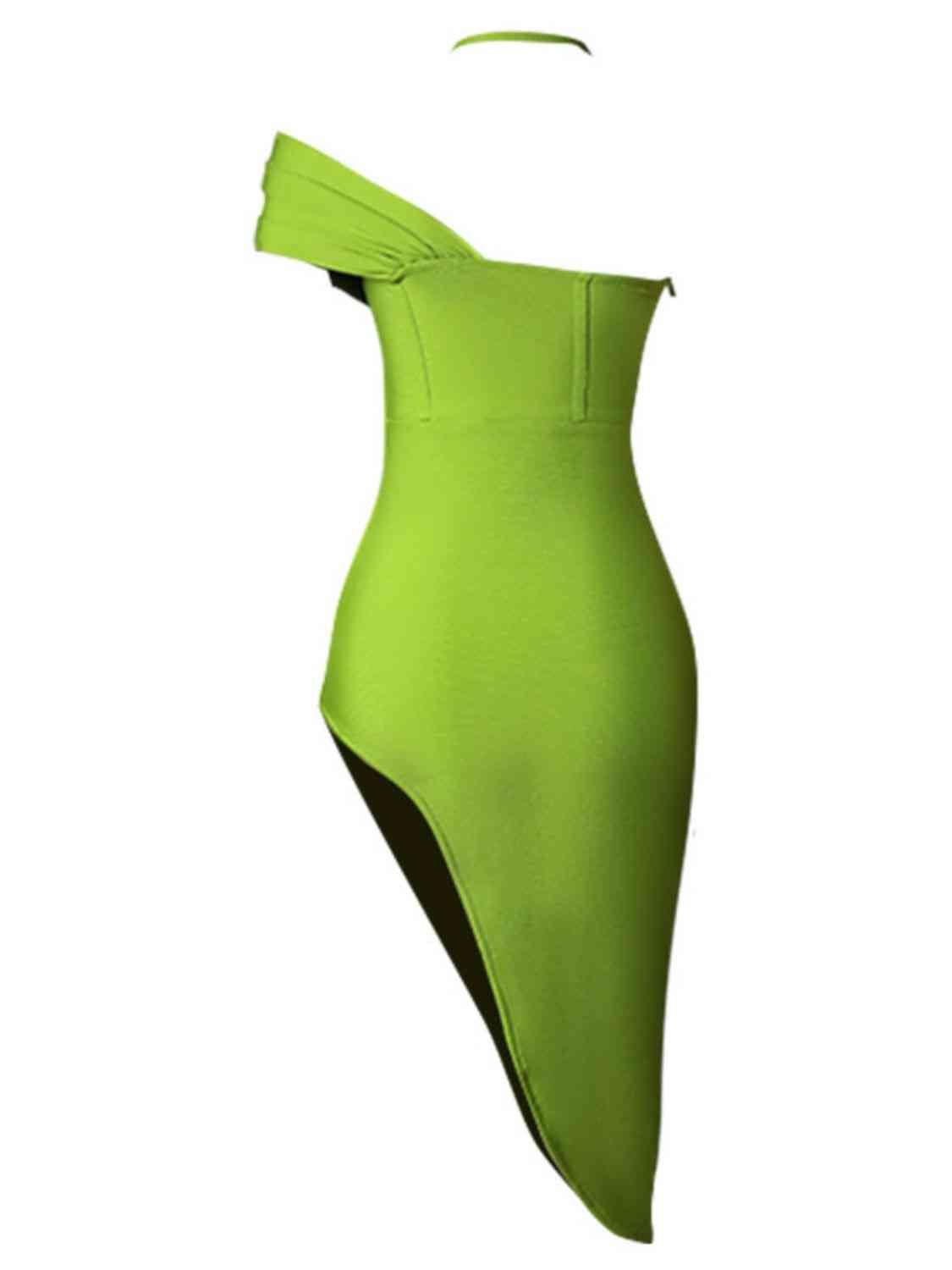 Halter Neck Seam Detail Split Dress | Sugarz Chique Boutique