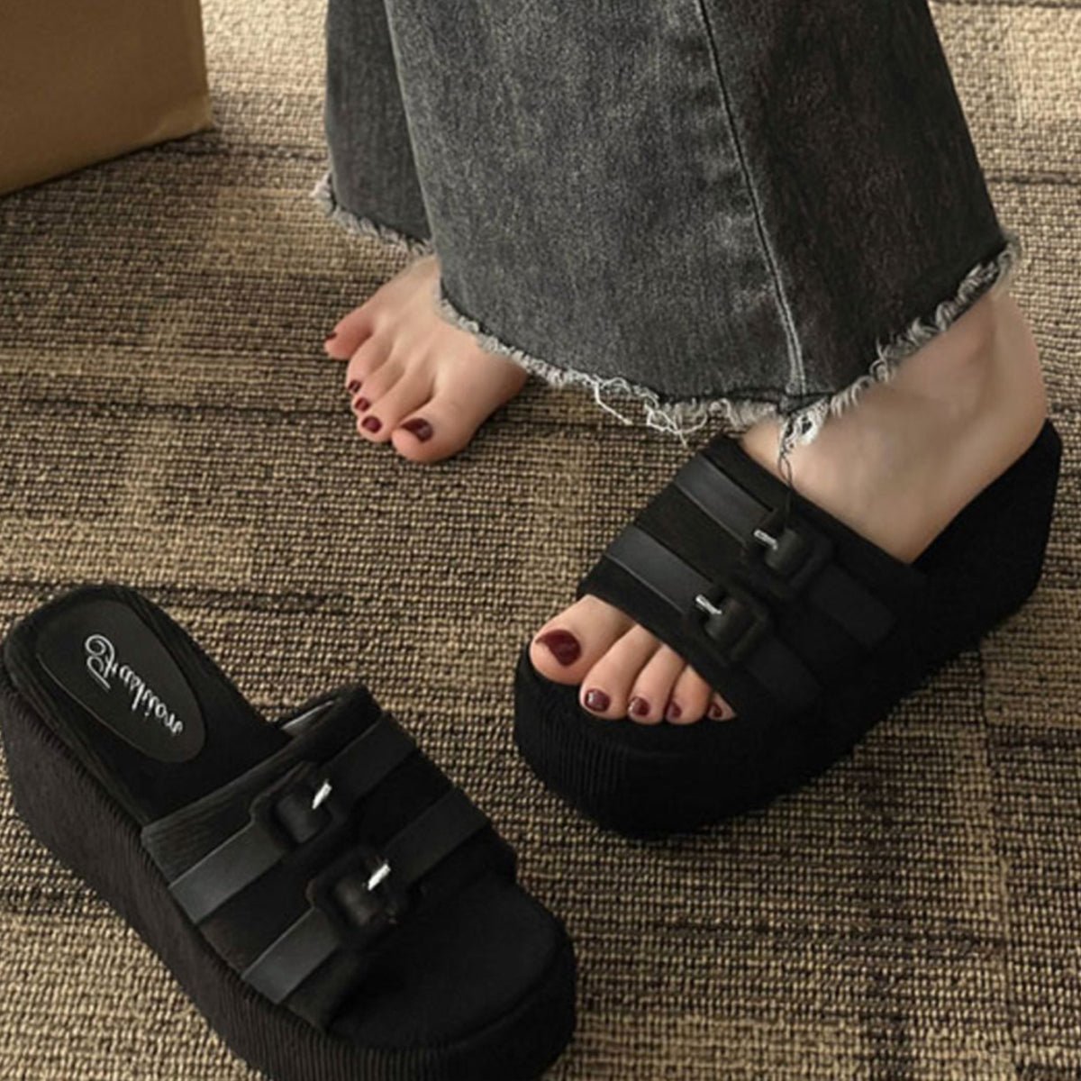 Open Toe Wedge Suede Sandals | Sugarz Chique Boutique