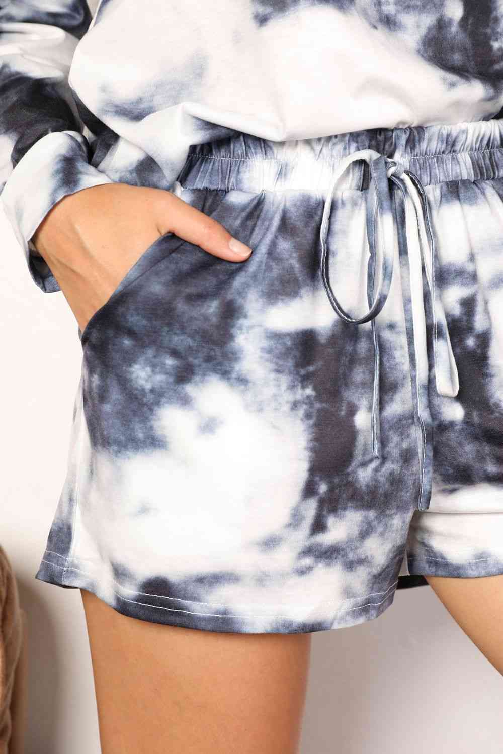 Double Take Tie-Dye Round Neck Top and Shorts Lounge Set | Sugarz Chique Boutique