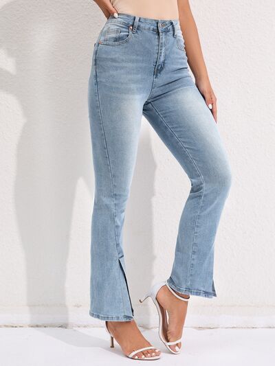 Slit Buttoned Jeans with Pockets | Sugarz Chique Boutique
