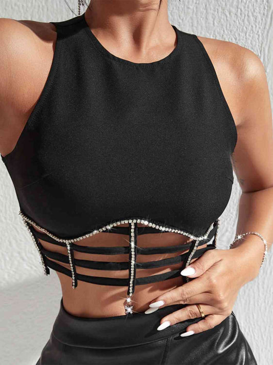 Rhinestone Decor Crop Top | Sugarz Chique Boutique