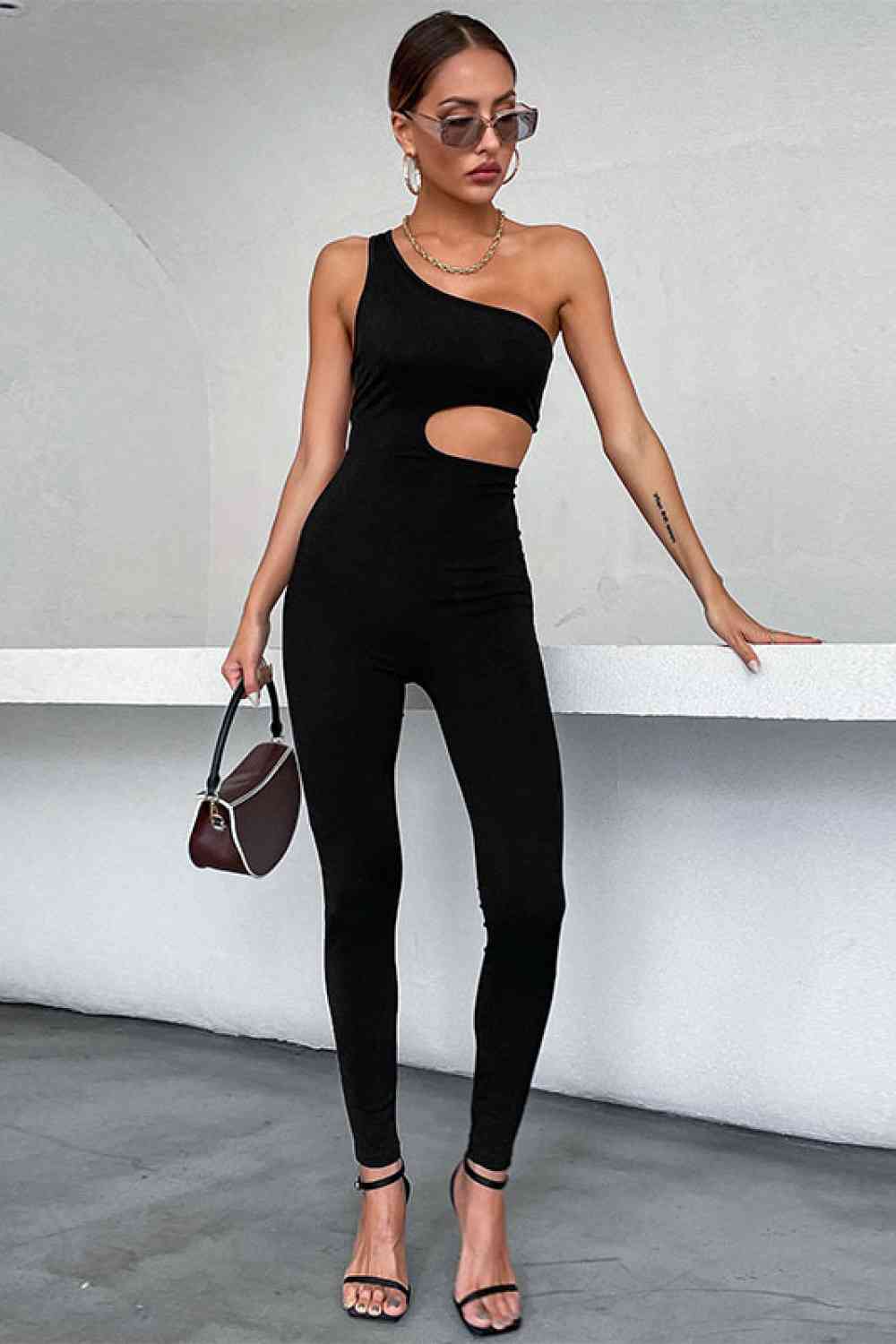 One-Shoulder Cutout Jumpsuit | Sugarz Chique Boutique