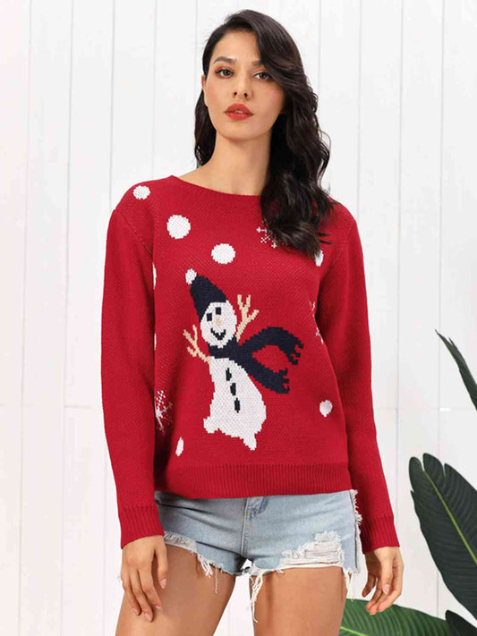 Snowman Round Neck Sweater | Sugarz Chique Boutique