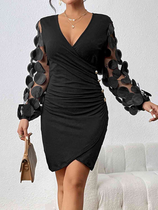 Surplice Neck Long Sleeve Dress | Sugarz Chique Boutique