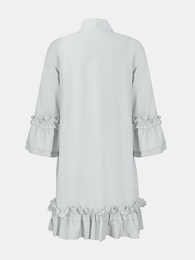 Frill Tie Neck Three-Quarter Sleeve Dress | Sugarz Chique Boutique