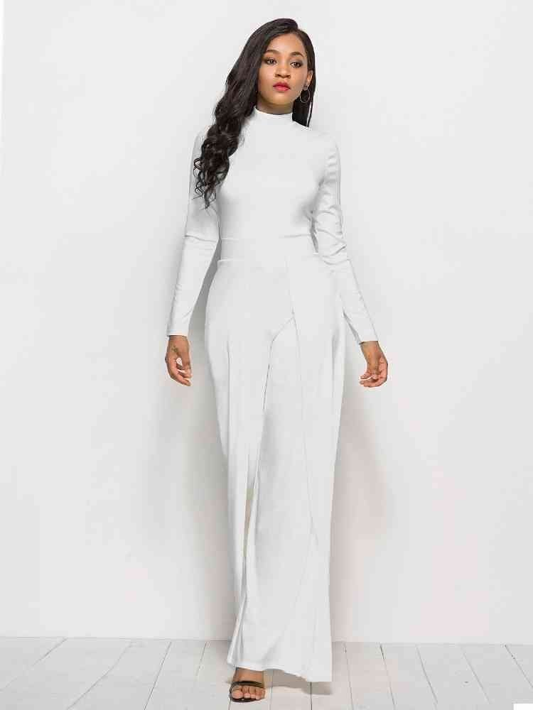 Long Sleeve Mock Neck Wide Leg Jumpsuit | Sugarz Chique Boutique