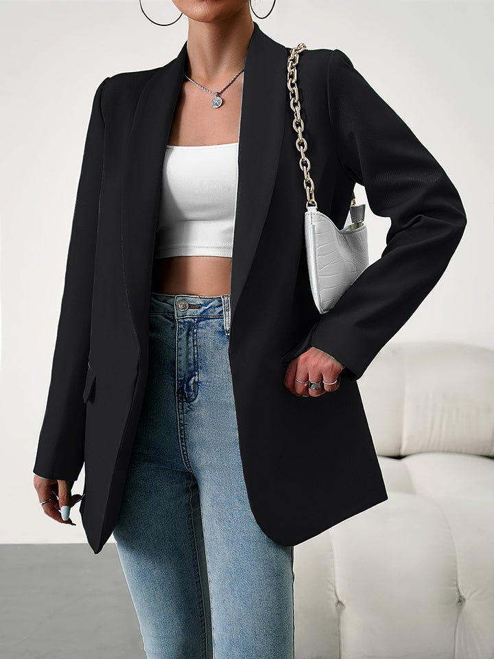 Lapel Collar Long Sleeve Blazer | Sugarz Chique Boutique