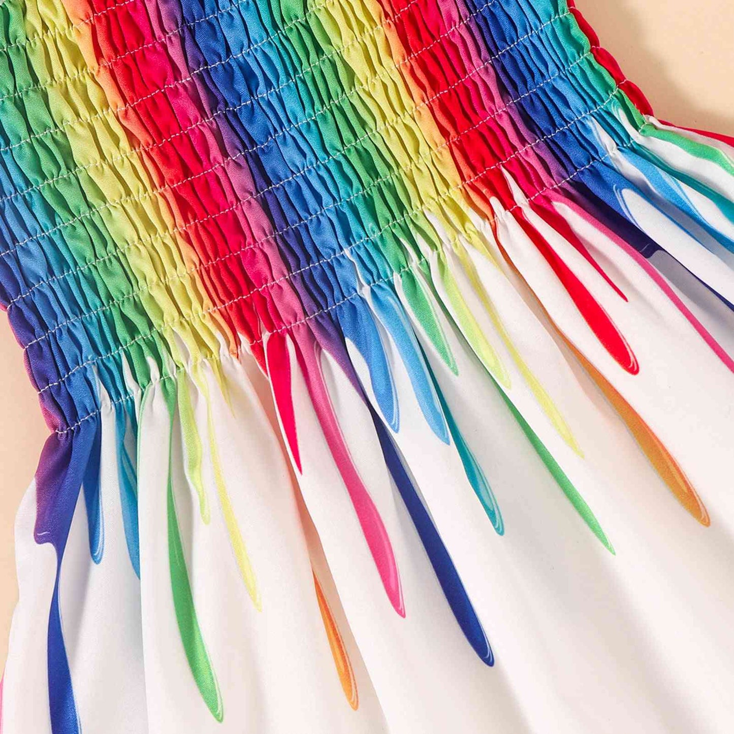Rainbow Color Tie Shoulder Smocked Dress | Sugarz Chique Boutique