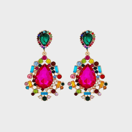 Teardrop Shape Rhinestone Alloy Dangle Earrings | Sugarz Chique Boutique