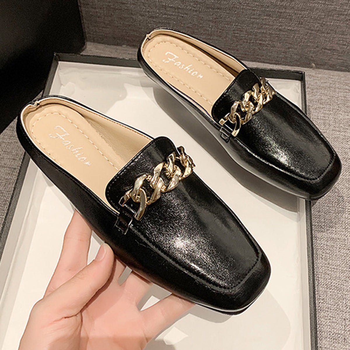 PU Leather Square Toe Flat Loafers | Sugarz Chique Boutique