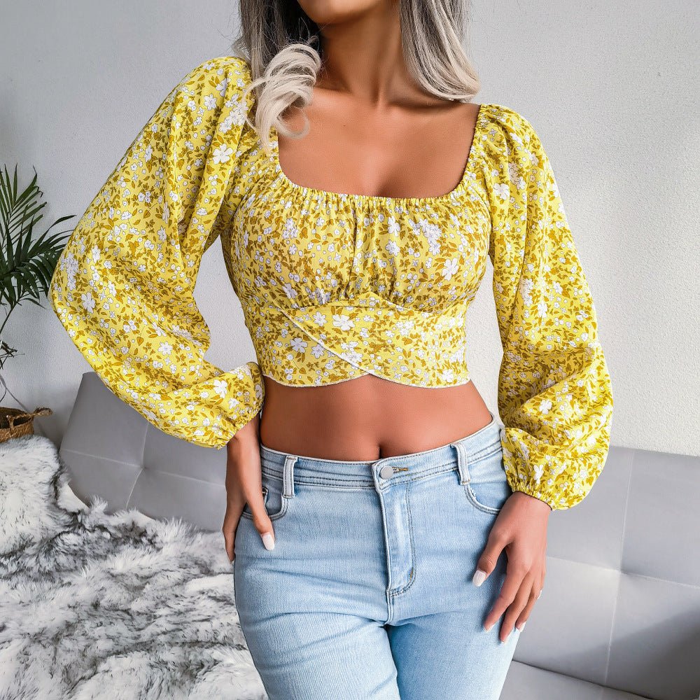 Ditsy Floral Crisscross Cropped Top | Sugarz Chique Boutique