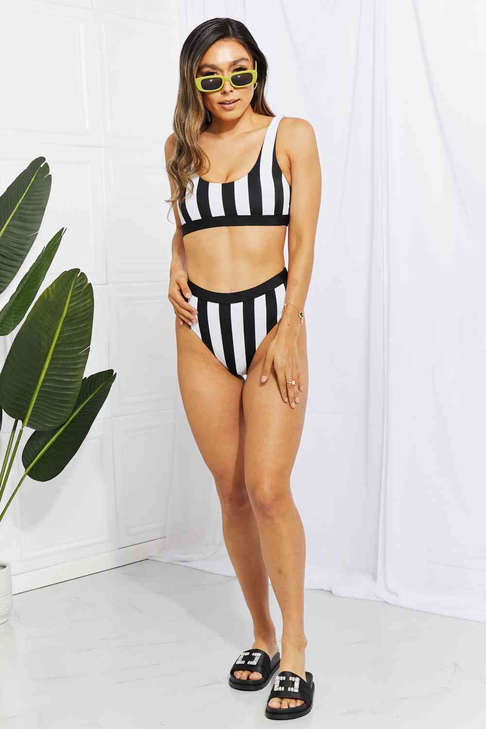 Striped Tank High Waist Bikini | Sugarz Chique Boutique