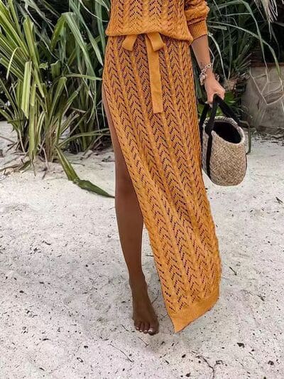 Slit Openwork Single Shoulder Knit Dress | Sugarz Chique Boutique