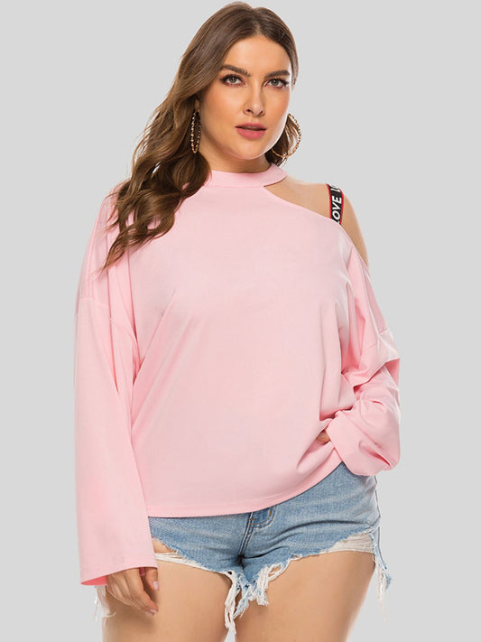 Plus Size Cold-Shoulder Round Neck Blouse | Sugarz Chique Boutique