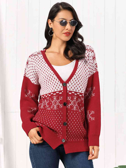 Snowflake Button Down Cardigan | Sugarz Chique Boutique