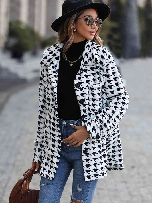 Houndstooth Button Down Jacket | Sugarz Chique Boutique