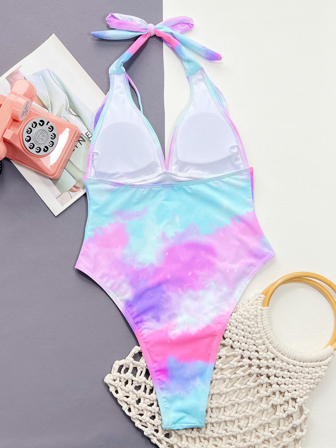 Tie-Dye Halter Neck One-Piece Swimsuit | Sugarz Chique Boutique