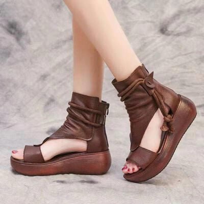 PU Leather Open Toe Wedge Sandals | Sugarz Chique Boutique