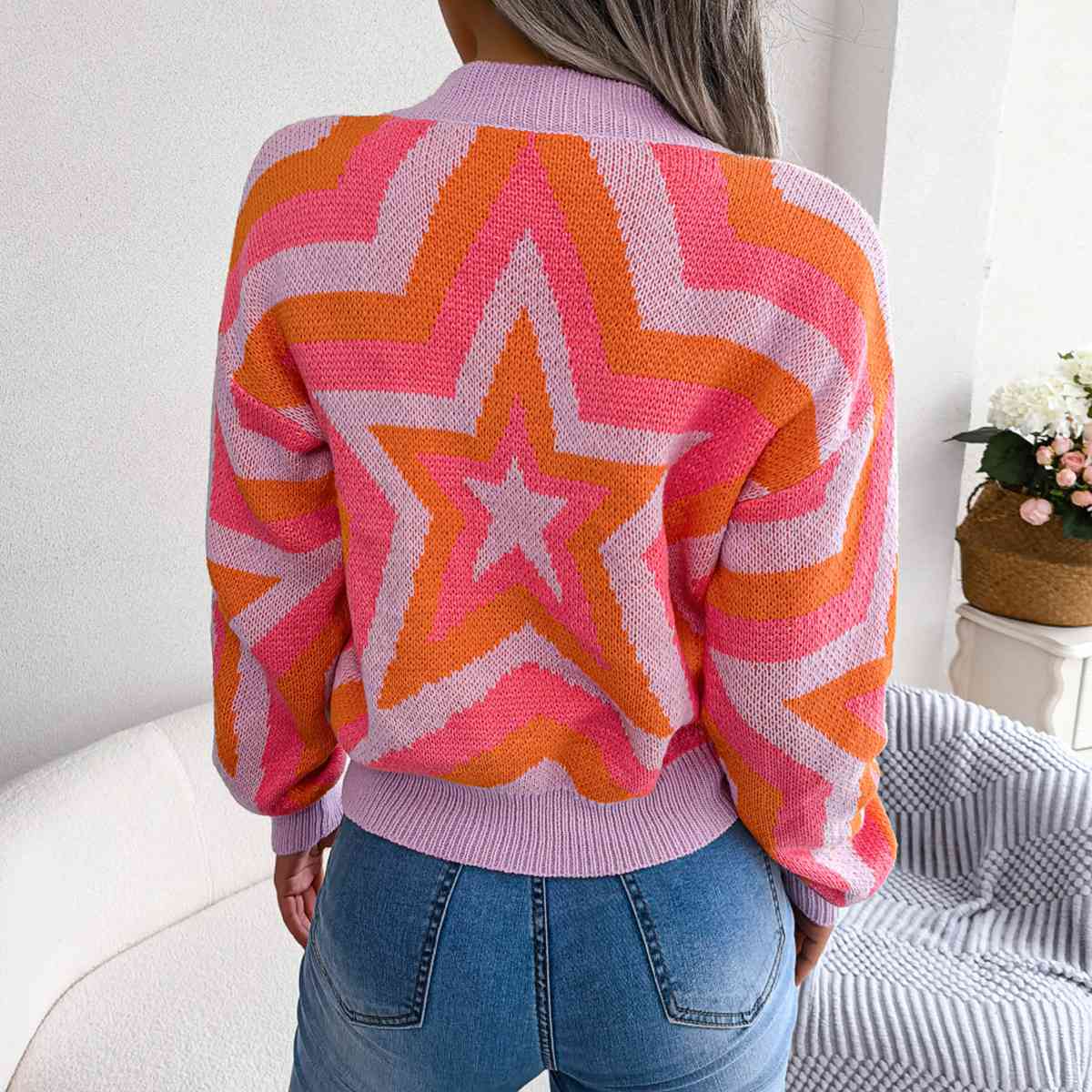 Star Round Neck Sweater | Sugarz Chique Boutique