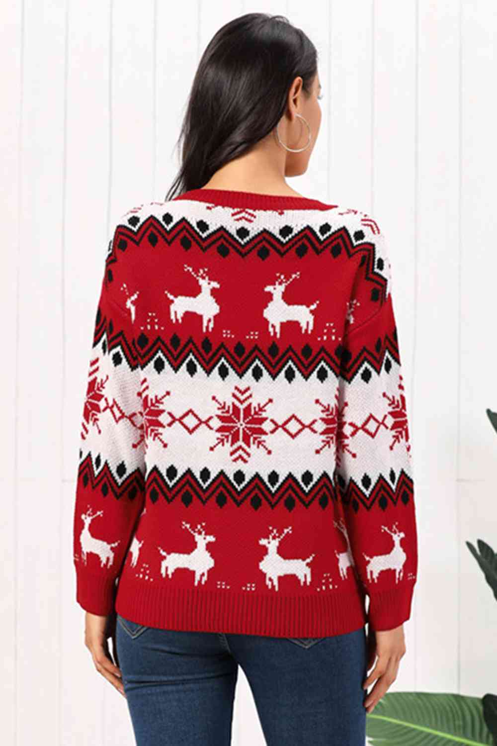Reindeer Round Neck Sweater | Sugarz Chique Boutique