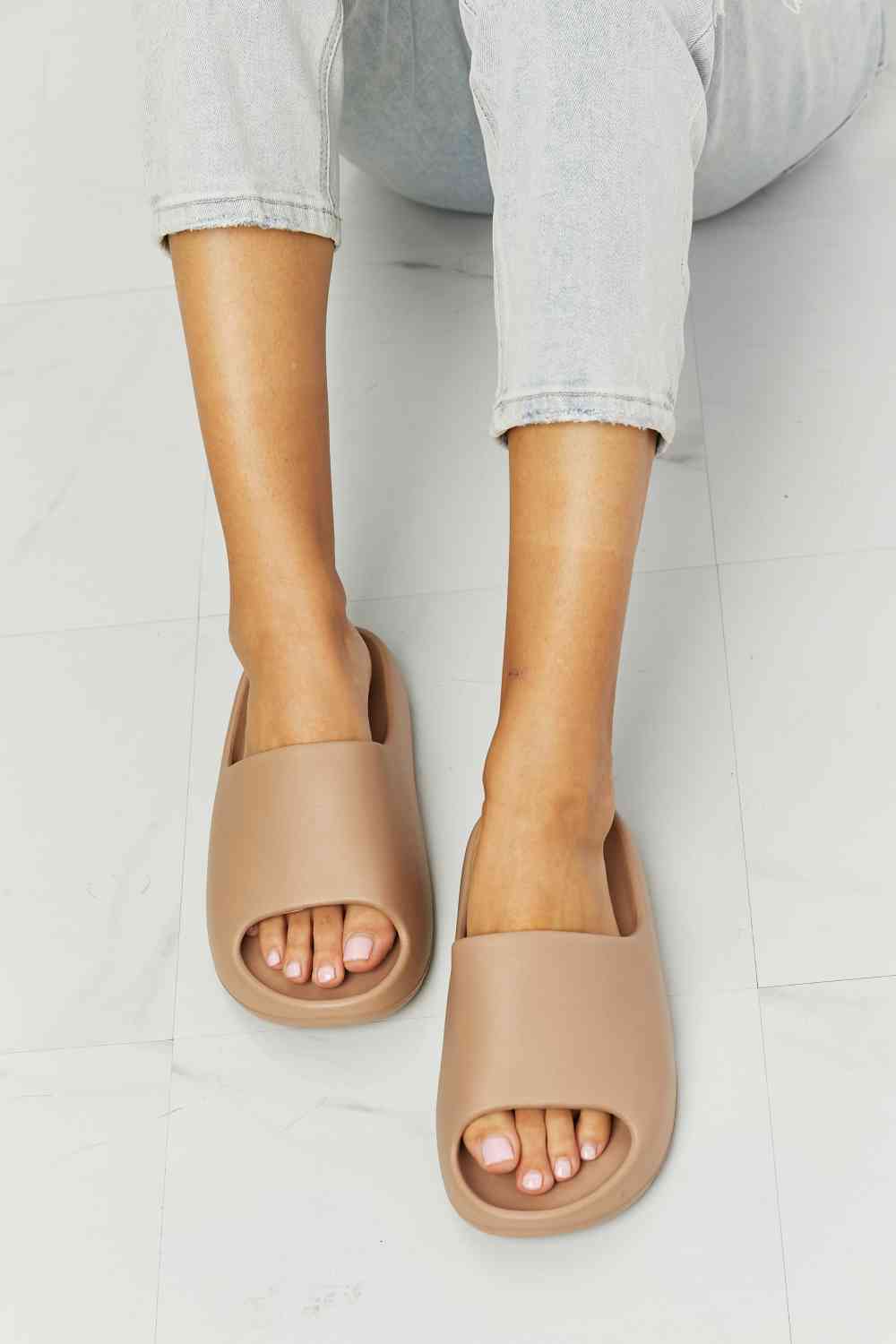 NOOK JOI In My Comfort Zone Slides in Beige | Sugarz Chique Boutique