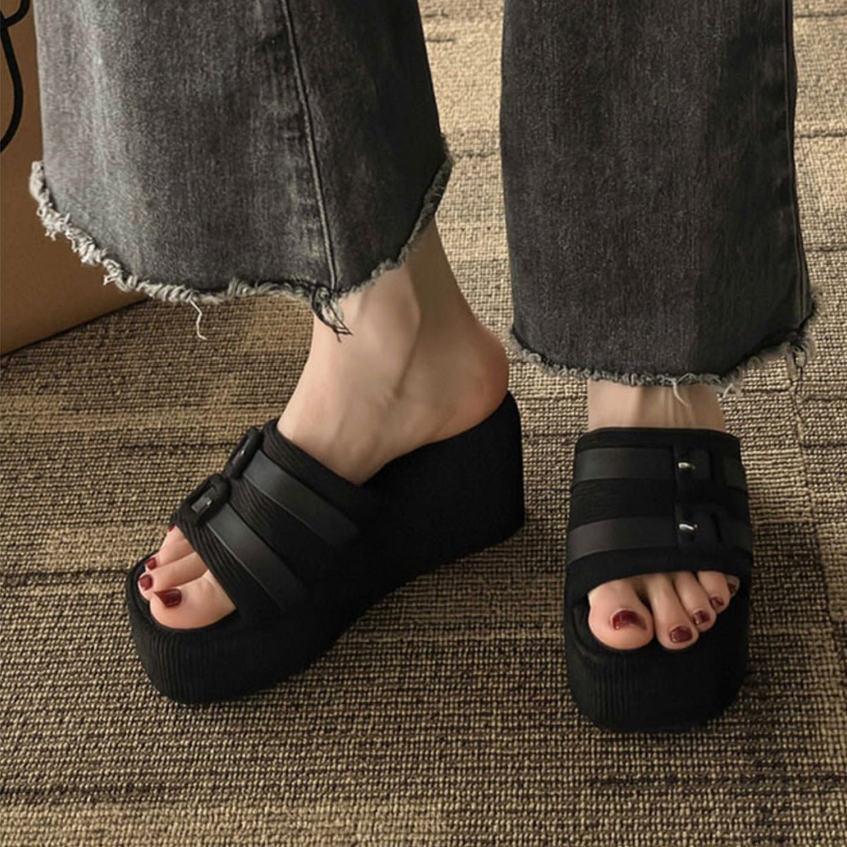 Open Toe Wedge Suede Sandals | Sugarz Chique Boutique