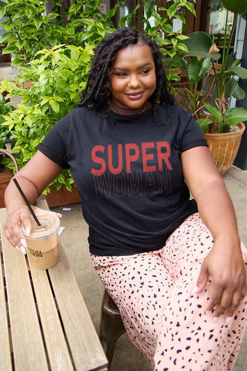 Simply Love Full Size SUPERWOMAN Short Sleeve T-Shirt | Sugarz Chique Boutique