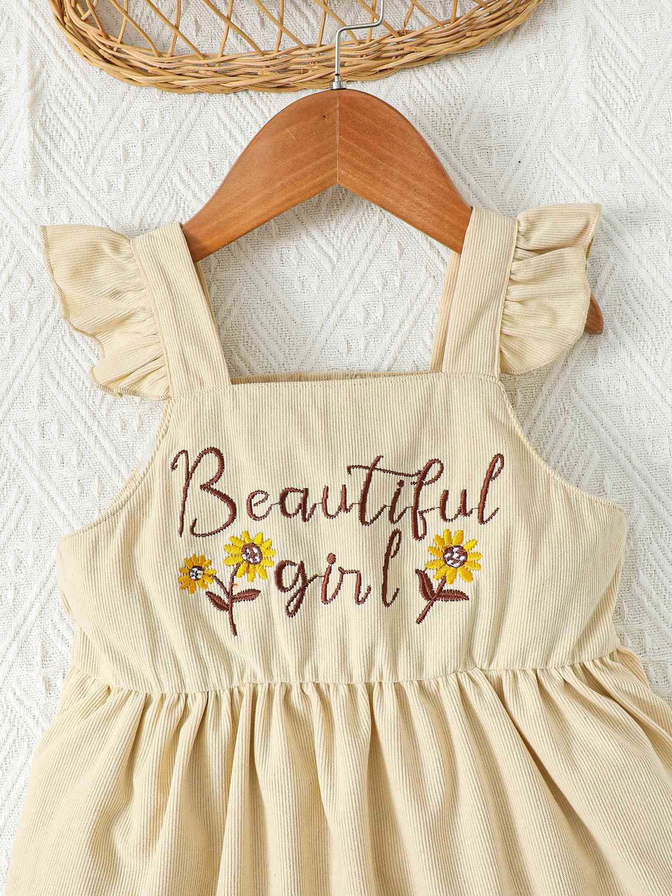 BEAUTIFUL GIRL Embroidered Graphic Square Neck Dress | Sugarz Chique Boutique
