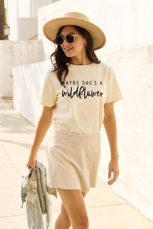 Simply Love Full Size MAYBE SHE'S A WILDFLOWER Short Sleeve T-Shirt | Sugarz Chique Boutique